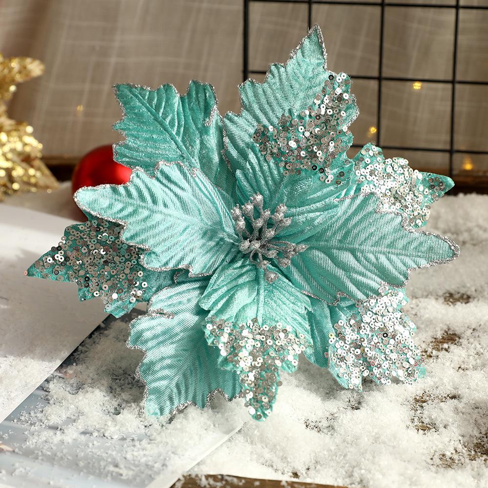 Cross-Border Glitter Flower Mesh Fabric for Christmas Floral Arrangements & Decorations