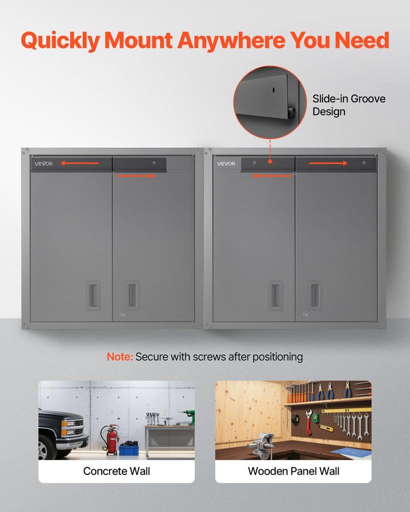 Metal Wall Cabinet, 76.2W x 31D x 76.2H cm, Steel Floating Hanging Storage Cabinet with Locking Doors and Adjustable Shelf for Garage, Basement,