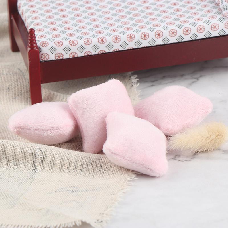 4Pcs 1/12 Dollhouse Miniature Pillow Cushions for Sofa Couch Bed Furniture Toy