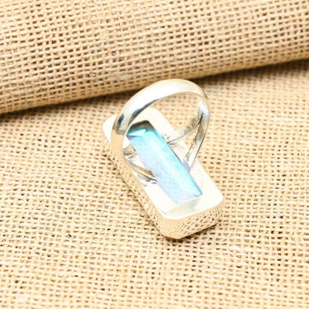 Ювелирное кольцо из стерлингового серебра 925 пробы с радужным мистическим топазом ручной работы для нее