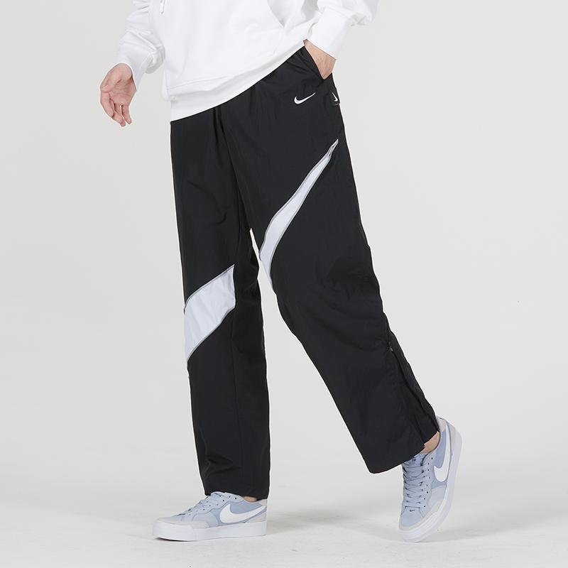 Nike Спортивная одежда Плетеные брюки Big Swoosh (Азия) Черная/белая мужская уличная одежда DX0595-010