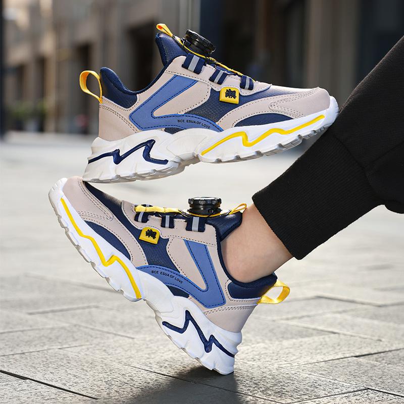 Kid's Sneakers Girls' Sports Shoes Fashionable Boys' Sports Shoes Fast and Convenient Rotating Button Sports Shoes