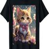 Милая Кавайная Кошка с Цветами Сакуры Футболка(3)