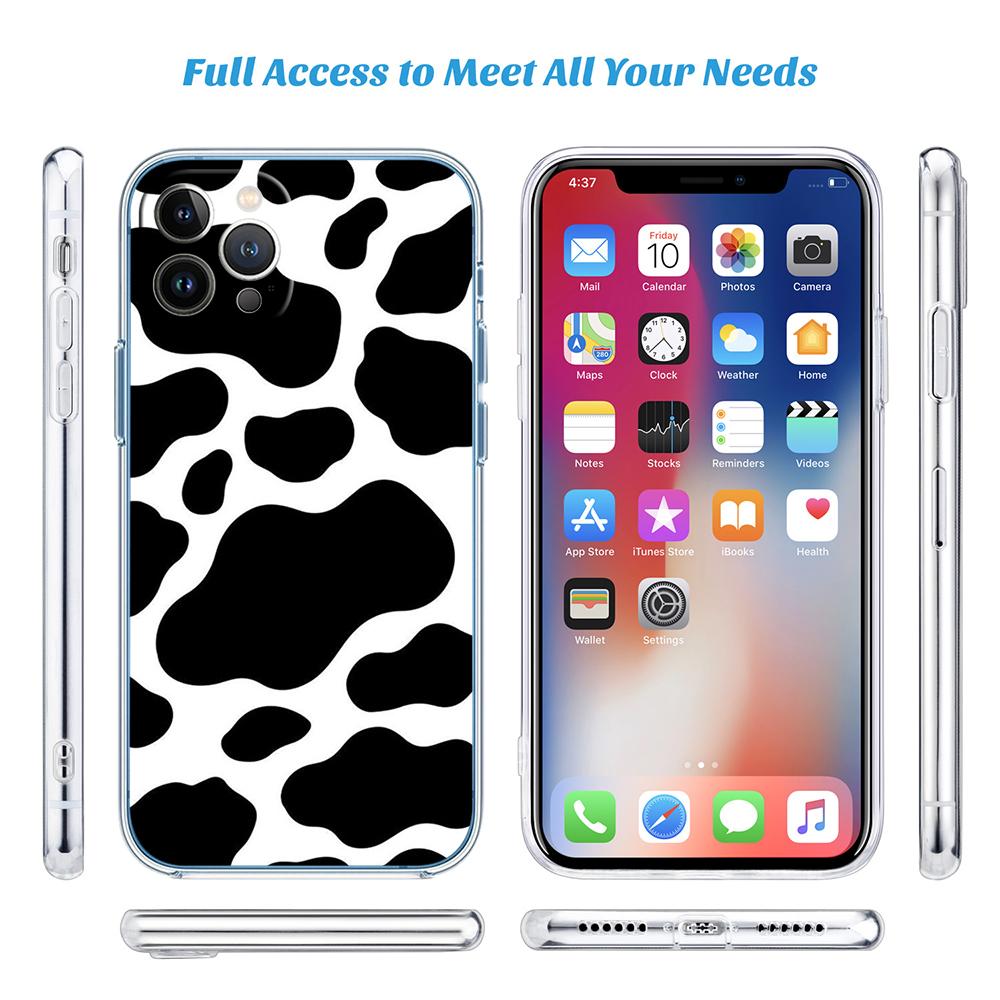 FM14 Cartoon Cow Soft Shell Transparent Phone Case for Motorola Moto G7 G8 G9 G84 G85 G73 G24 G15 Z2 Play Power Plus