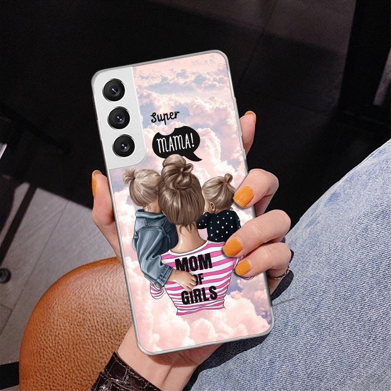 Girl Super Baby Mom Pink Phone Case For Samsung Galaxy S24 S25 Edge S26 Ultra S23 S22 S21 Plus S20 FE + Personalized Print Cover