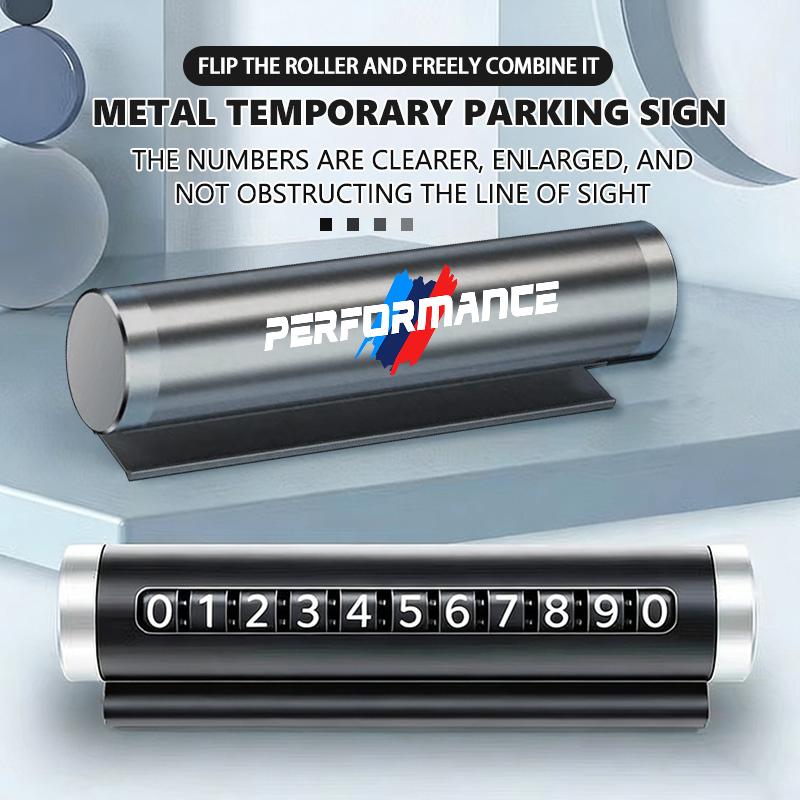 Metal Car Temporary Parking Card Rotate Phone Number Plate Sticker For BMW E28 E32 E34 E53 F10 F20 F30 X1 X3 X5 X6 E90 E91 FE9