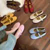 Korean Version of Round Head Light Mouth Shoes Suede Ballet Shoes 2025 Spring New Mary Jane Flat Evening Shoes Ladyshoes