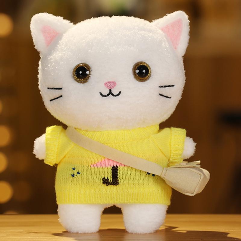 30 см Кафе Кот Маленькие Кошки Милая Подушка Плюшевая Игрушка Мягкая Кукла В Очках и Одежде Мультяшная Милая Игрушка
