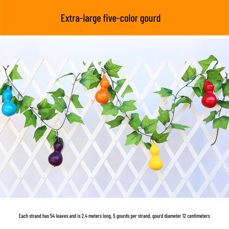 Artificial Fruit & Vine Ceiling Decoration - Grape Leaf & Gourd Water Pipe Cover