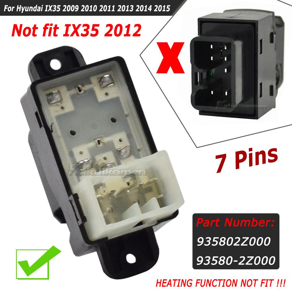 High Quality Car Window Lifter Control Switch Button For Hyundai IX35 Tucson IX 2009-2015 OEM: 93580-2Z000 935802Z000 Switches Seat 3