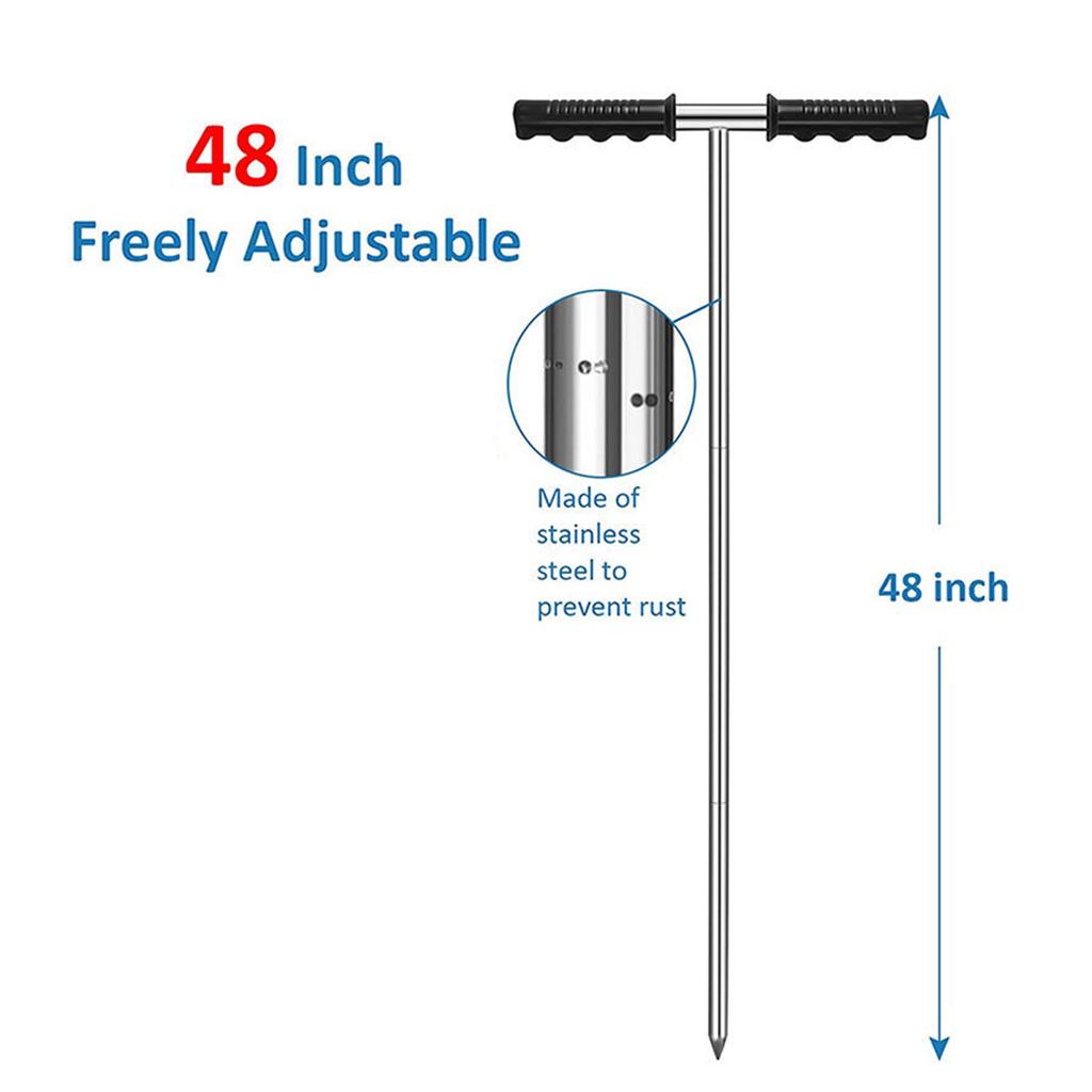 Трубчатый зонд для почвы из нержавеющей стали с Т-образной ручкой, профессиональный универсальный набор для тестирования почвы для садовых септиков, ферм