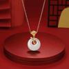 Rose Hetian Jade Necklace Women's National Trend Peaceful Quilt Pendant Clavicle Chain Ins Creative New Valentine's Day Gift