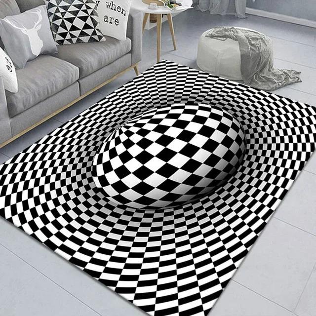 Teenager 3D Effect Vortex Illusion Carpet Entrance Living Room Bedroom Rug Geometric Optical Doormat Illusion Home Decor Mat