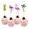 24 шт. деревянных принадлежностей для украшения торта, разноцветные фламинго, необычные картонные инструменты для выпечки, украшения на день рождения в качестве домашнего декора