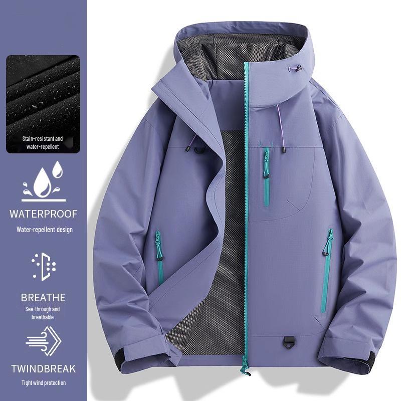 Женская и мужская водонепроницаемая ветрозащитная дождевая куртка с капюшоном 2025 - Новый весенне-осенний костюм для альпинизма на открытом воздухе