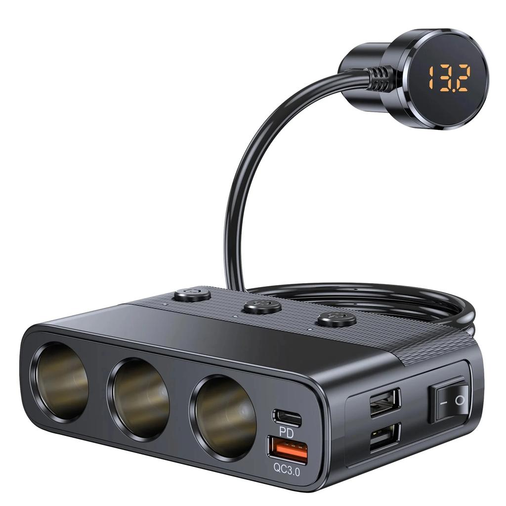 127 Вт 7-в-1 Автомобильное зарядное устройство-разветвитель PD30W QC3.0 Адаптер прикуривателя Автомобильный разветвитель гнезда прикуривателя с переключателем