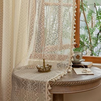 Тюлевые шторы в стиле бохо 140м с кисточками, ретро кружевные шторы для окон, домашний декор