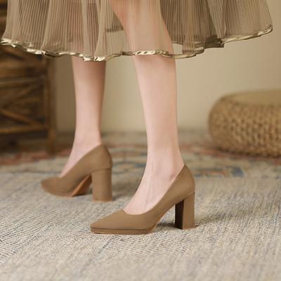 9-Водонепроницаемые туфли на высоком каблуке, женские осенние новые туфли-лодочки на толстом каблуке, женская обувь