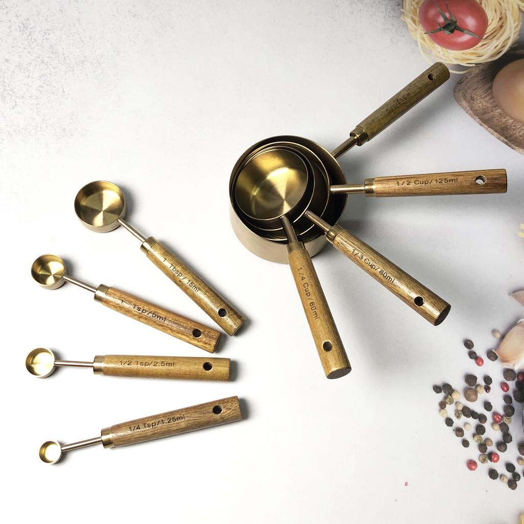 8 шт. мерный стакан из нержавеющей стали с деревянной ручкой мерная ложка для кофе набор инструментов для выпечки барменские весы кухонные принадлежности набор