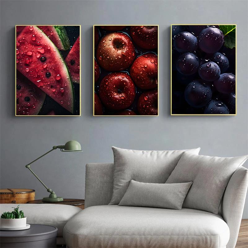 Tasty Fruit Kitchen Canvas Paintings Watermelon Banana Apple Lemon Poster Wall Art HD Picture For Interior Decor Frameless