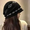Warm Fair Isle Style Beanies Curled Edge Printing Knit Cap Retro Jacquard Knitted Hat  Outdoor