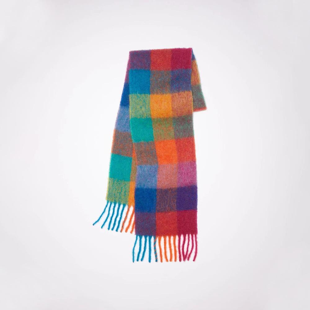 Tonglu Plaid Scarf New Imitation Cashmere Mohair Autumn and Winter Women's Warm Shawl