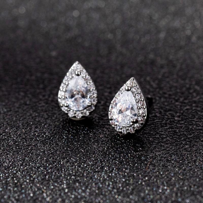 Свадебные украшения Европейская и американская мода Свадебные серьги-пусеты с цирконом в виде капли воды Изящные серьги для женщин Темпераментные серьги Горячие