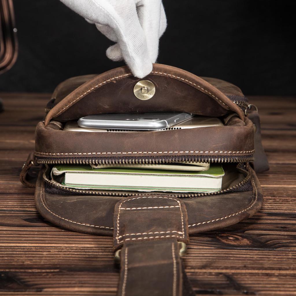 Мужская сумка Crazy Horse из натуральной кожи, повседневная модная синяя треугольная сумка на груди, дизайнерская дорожная сумка через плечо на одно плечо