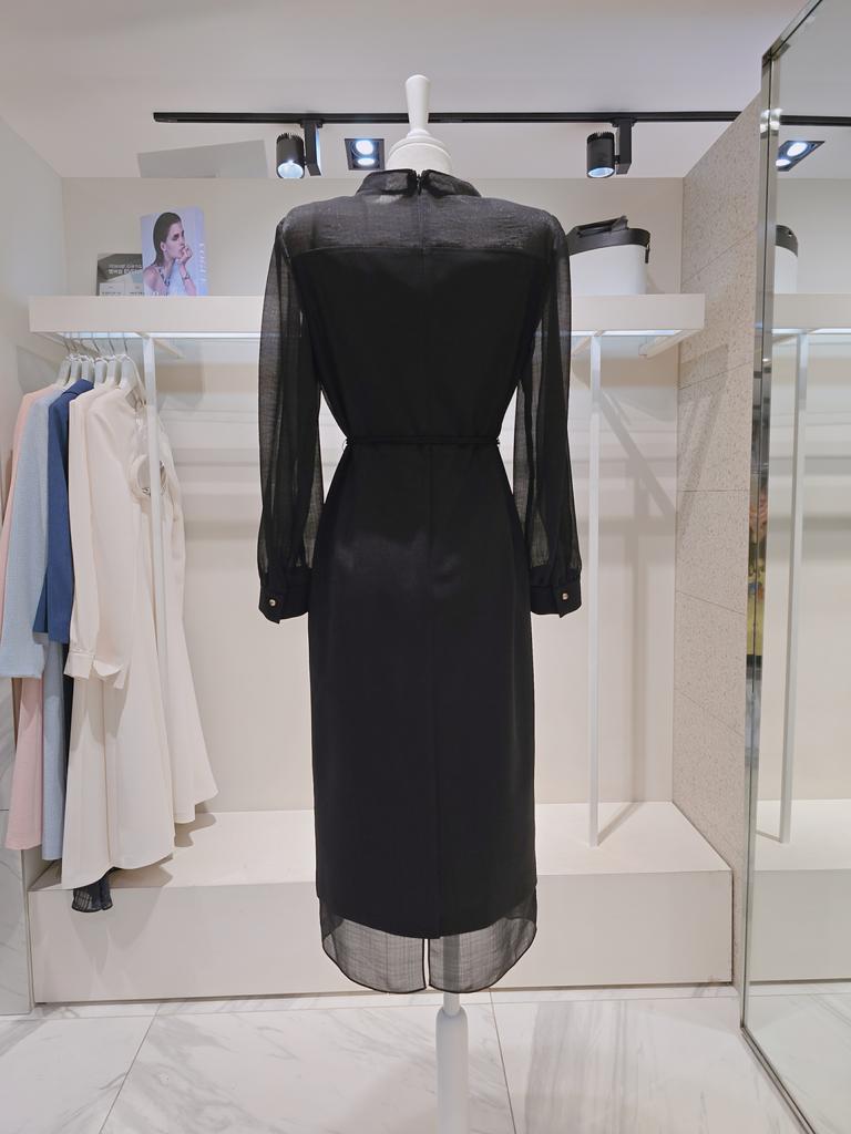 The Eitez Sheer Chiffon Sleeve String Point Long Dress 061 R3A0OP 061