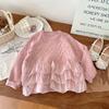 Girls Princess Floral Sweaters Childrens Lace Style Childrens Pullover Girls Baby Autumn Winter Thick Warm Knit Sweater Clothing