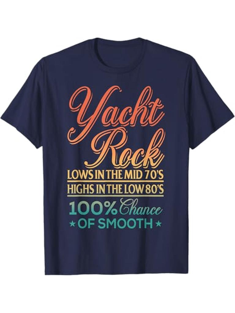 Ретро Футболка с принтом Yacht Rock Music 100% Хлопок Круглый вырез Короткий рукав Летняя Повседневная Мужская Футболка Streetwear
