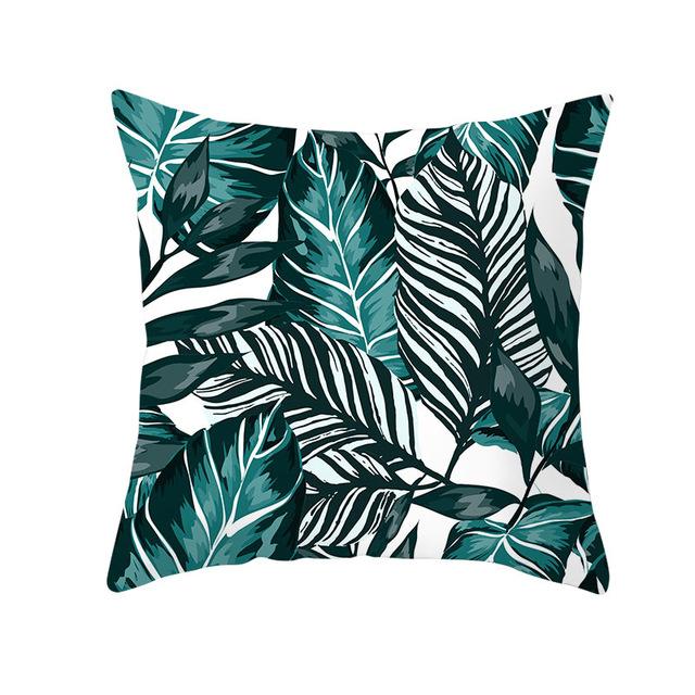 Summer Tropical Plants Cushion Cover Green Leaves Printing Decorative Pillowcase Polyester Tropical Plants Throw Pillow Case