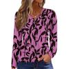 Women's Casual Fashion V-Neck Raglan Pleated Floral Print Long Sleeve Top