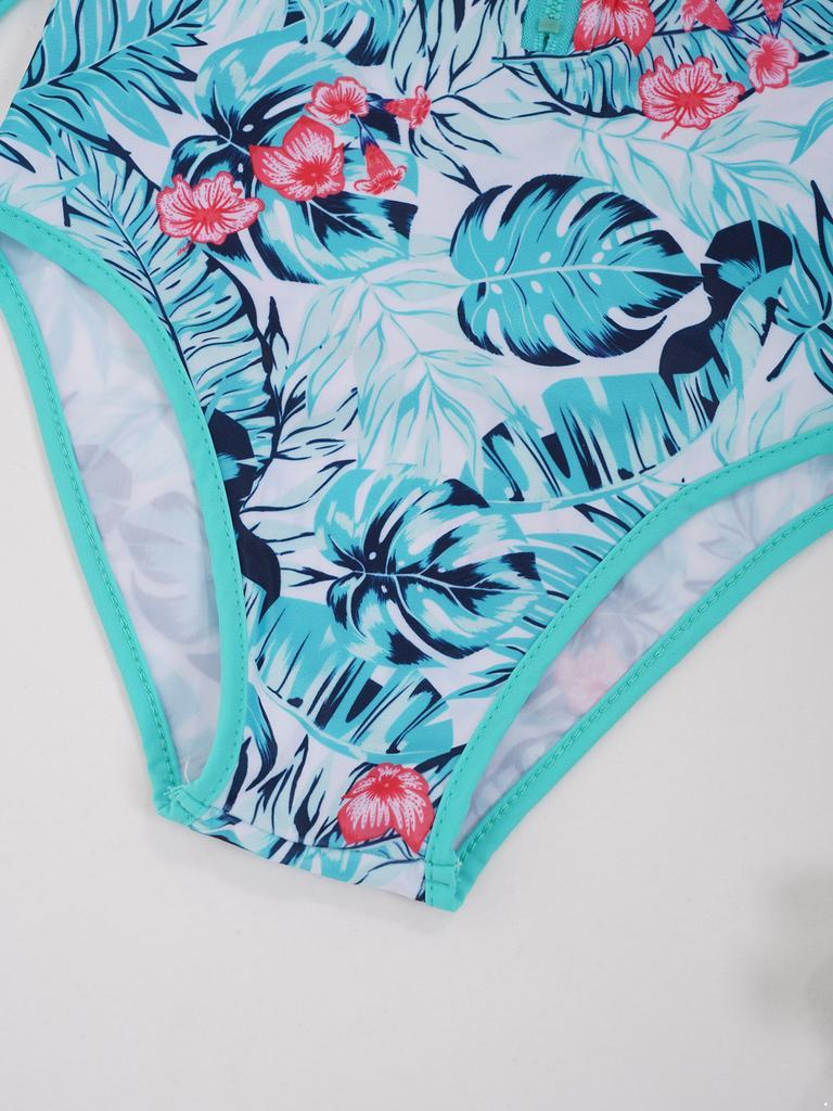 Детская рубашка с длинными рукавами и молнией с принтом для девочек, защитный купальник от солнца, купальный костюм