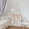 Wooden Boho Baby Bassinet Hanging Toy Pendant Cotton Baby Crib Mobile Rainbow Crib Mobile for Baby Nursery Ceiling Decorations