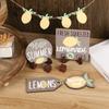 Lemon Tiered Tray Decoration Wooden Spring Summer Kitchen Table Decoration Yellow Lemon Wood Sign Table Centerpiece For Home Party Decoration