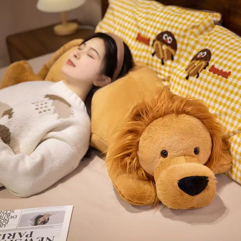 Милая плюшевая игрушка лев, длинная подушка для сна, милая мягкая плюшевая кукла в виде льва, подушка для дивана, сон, плюшевый сон для подарка на день рождения