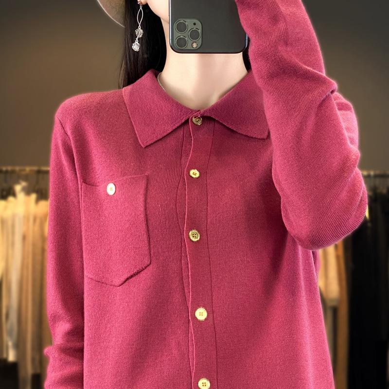 YYFS Женская мода, повседневный однотонный принт, осень-зима, свободные свитера с длинными рукавами и воротником-поло