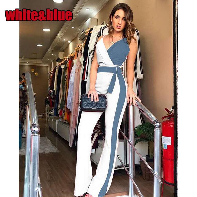 Модный женский повседневный облегающий комбинезон без рукавов, цветной комбинезон с v-образным вырезом, длинные брюки, облегающий клубный боди