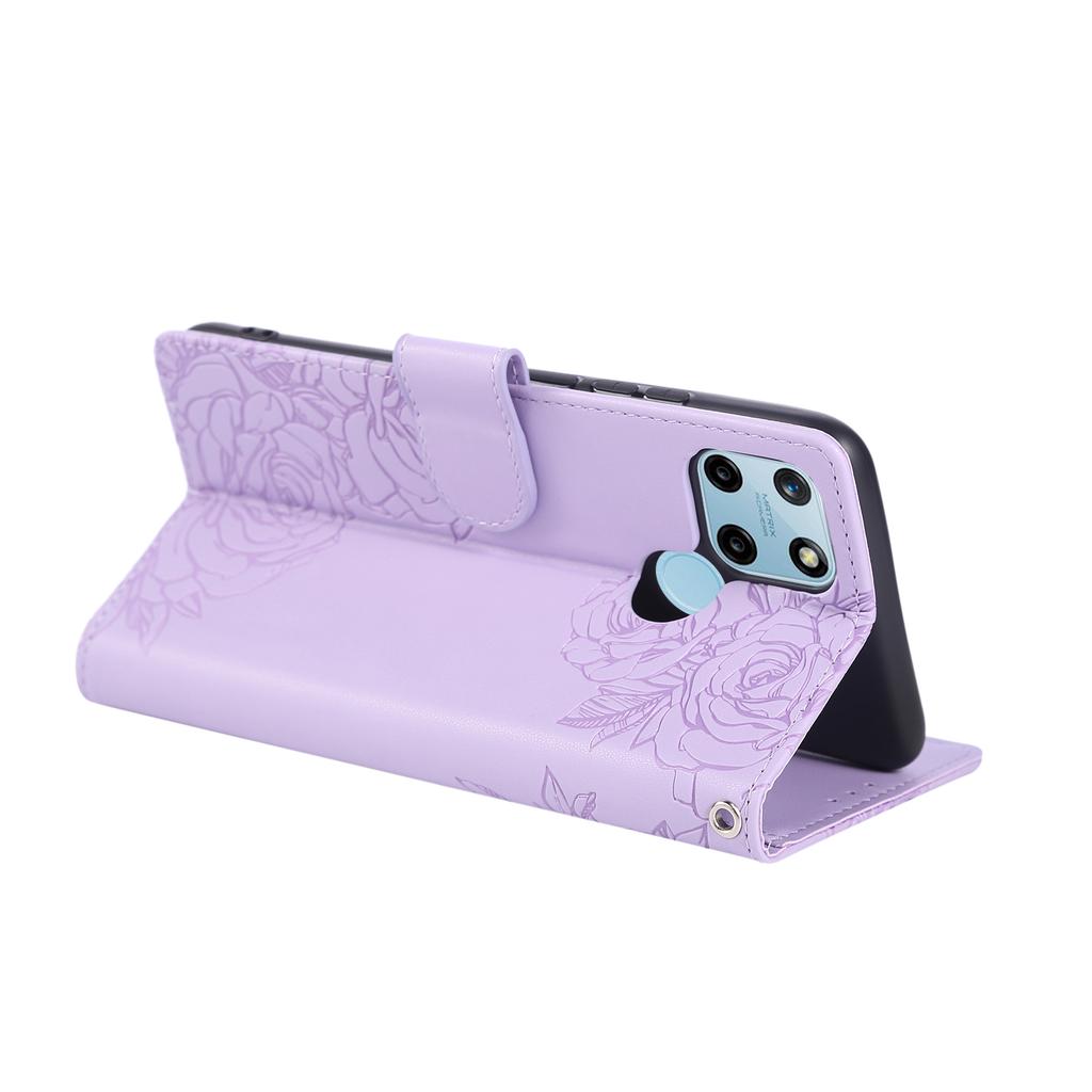 Для Realme C21Y/C25Y Чехол Кошелек из ПУ кожи с рисунком розы Чехол для телефона с 3 слотами для карт