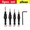 5/6pcs Countersink Drill Woodworking Drill Bit Set Drilling Pilot Holes For Screw Sizes #5 #6 #8 #10 #12 With a Wrench Tools