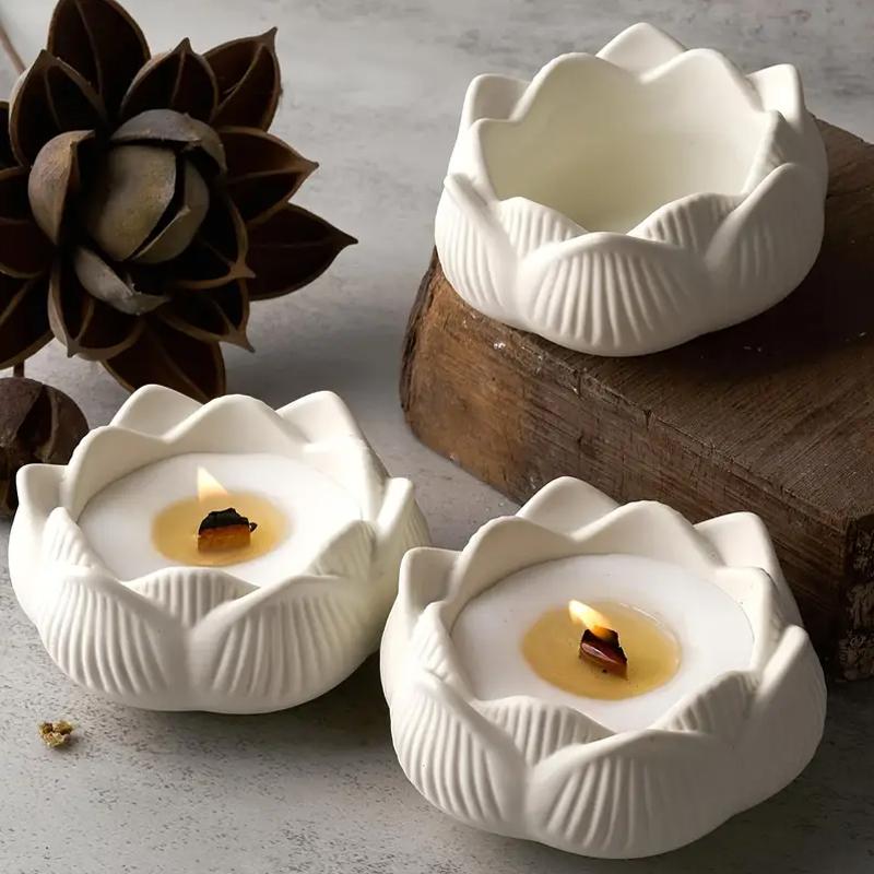 Форма для ароматерапевтической свечи в форме лотоса, сделанная своими руками, креативная силиконовая форма для подставки под стакан из гипса с полосатым узором, аксессуары