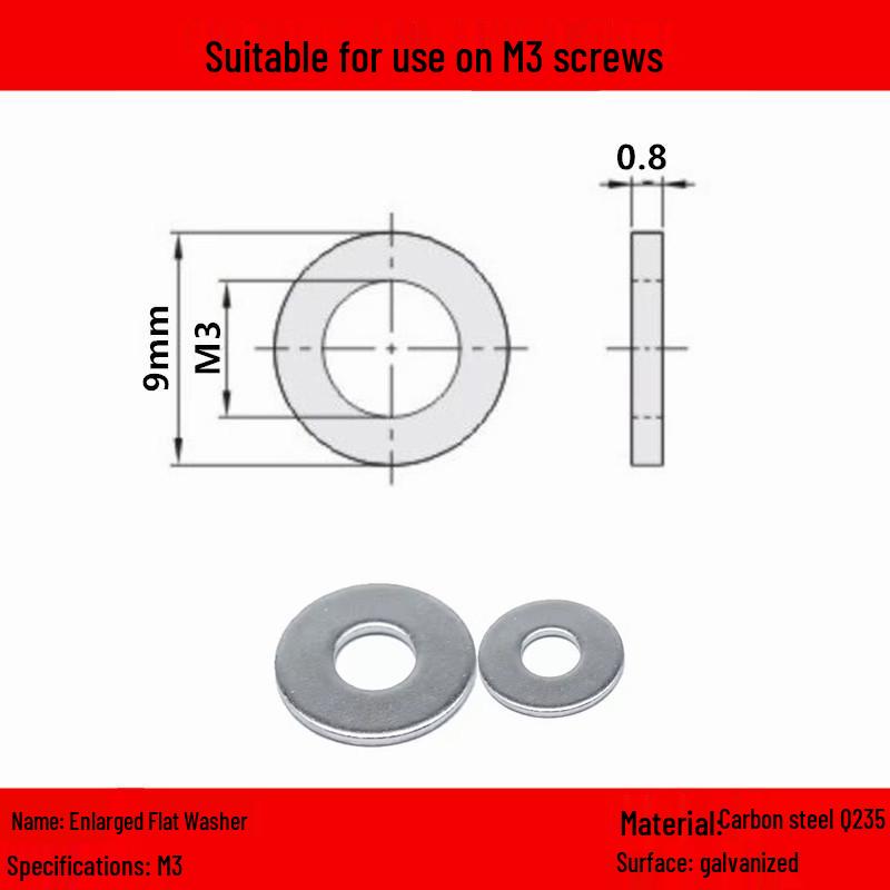 Galvanized/Stainless Steel Flat Washer Spacer - Sizes: M3, M4, M5, M6, M8, M10, M12