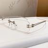 Cut Rimless Y2K Sunglasses for Women Fashion Gradient Alloy Small Square Glasses Men Hip Hop Punk Eyewear