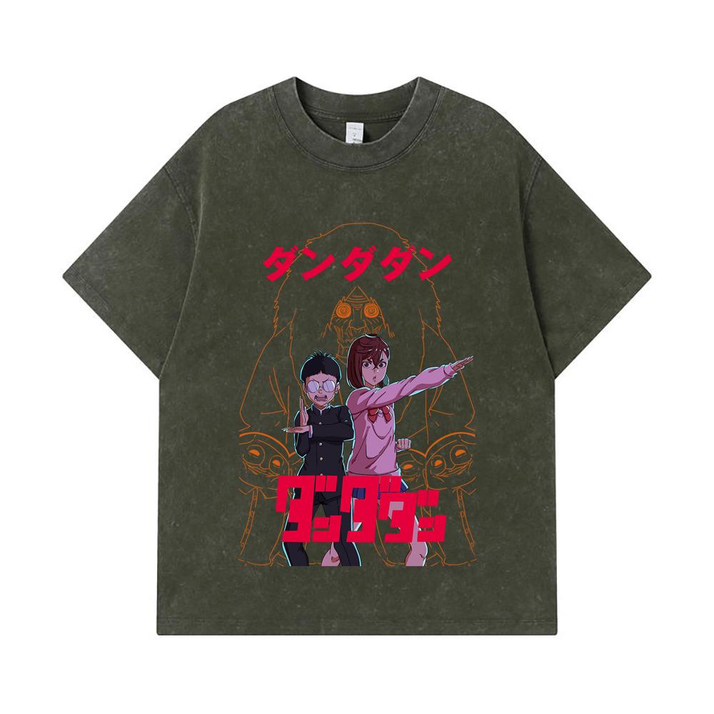 275 GSM Washed T-shirts 100% Cotton Dandadan V13 Turbo Granny Print Unisex Heavy Cotton T Shirt