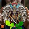 2d Flat 20*20cm, Angel Warrior Mythical Hero Decorative Wooden Sign, Traditional Style Multipurpose Wall Hanging Art for Home