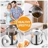 304 Stainless Steel Oil Pot, Home Oil Storage Container with Filter, 1.8L/60.87 fl oz, Oil Catch Pot, Kitchen Oil Pot, Oil Drainer