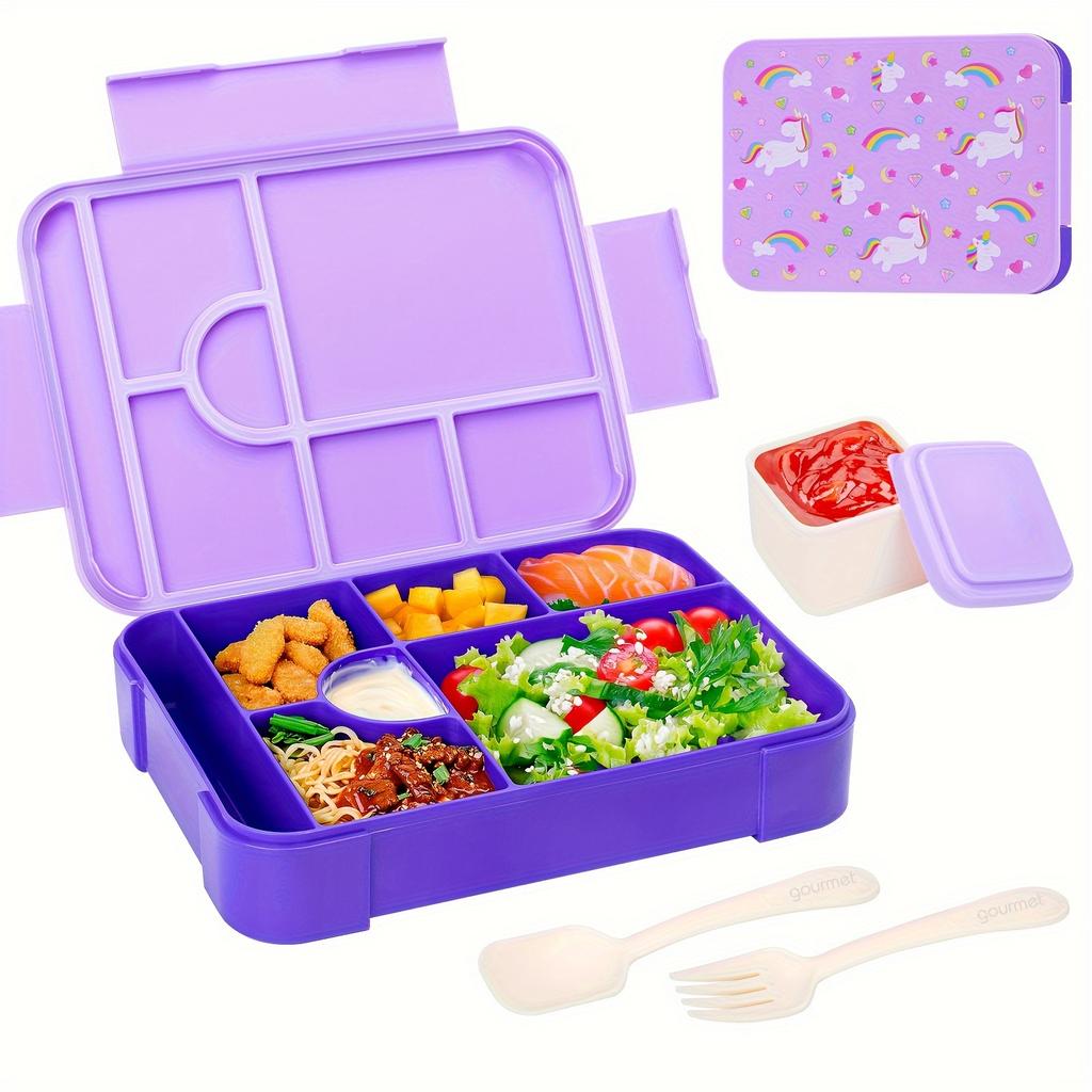Large Capacity Bento Lunch Box Set with Leak-Proof Sealing Divided Fresh-Keeping Food Container with Fork Spoon for School Kids
