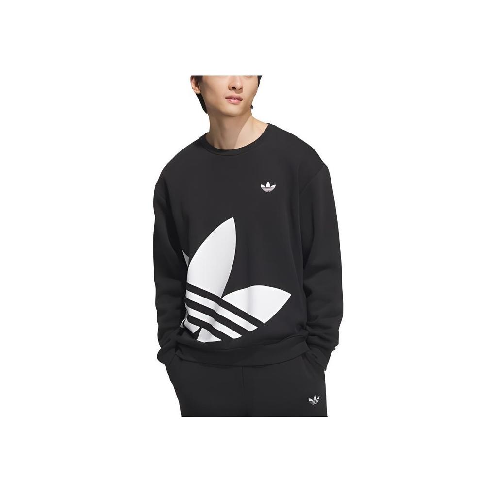 Adidas Оригинальная классическая спортивная серия с рисунком, принт, круглый вырез, свитер, простая толстовка с длинным рукавом, унисекс, толстовка, черный цвет JL8383