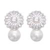 1 Pair Drop Earrings Cubic Zirconia Shiny Charming Geometric High-end Decoration Accessory Baroque Flower